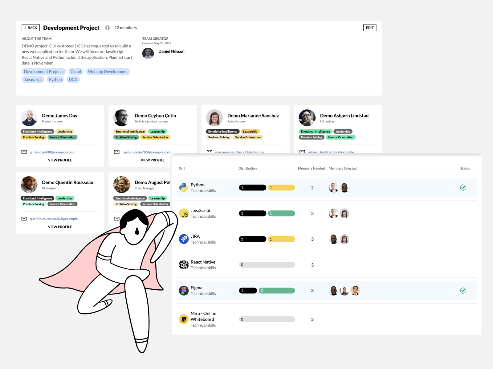 Skill based teams: Set up projects and teams based on skills alone