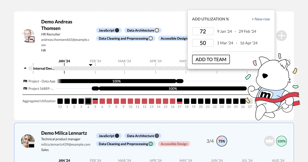 Advanced utilization planning in Team Builder