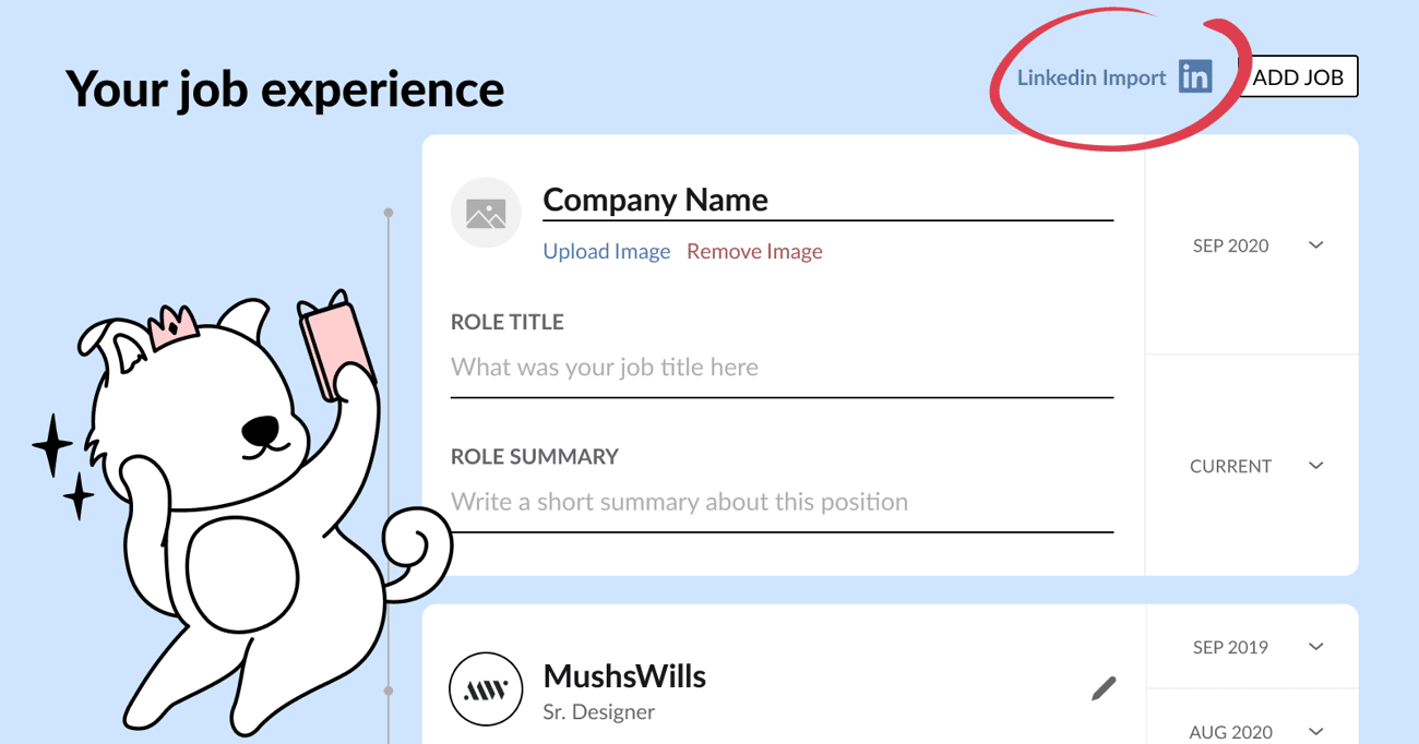 Import your Linkedin history directly to MuchSkills